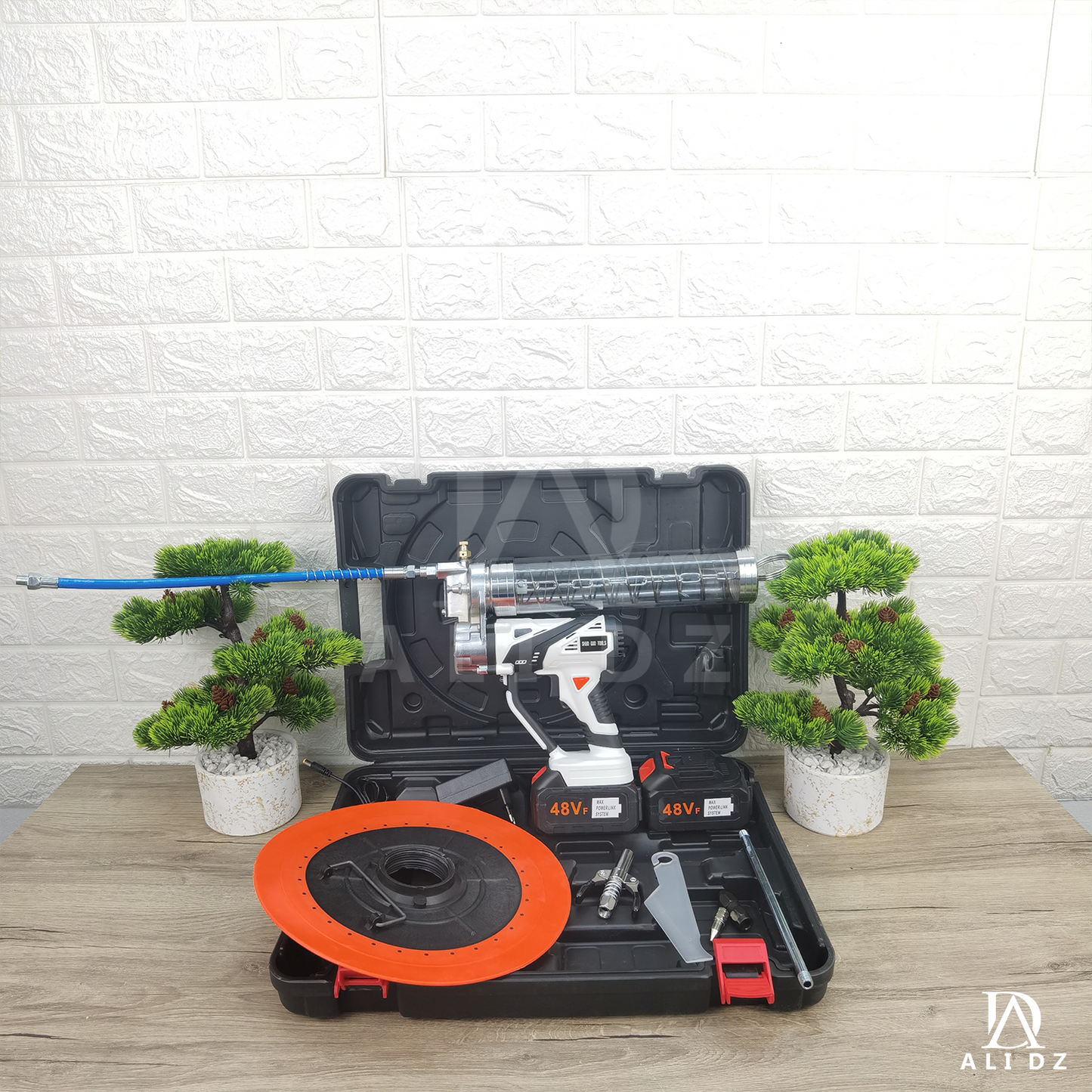 مسدس تشحيم بالبطاريتين 48 فولط + هدية