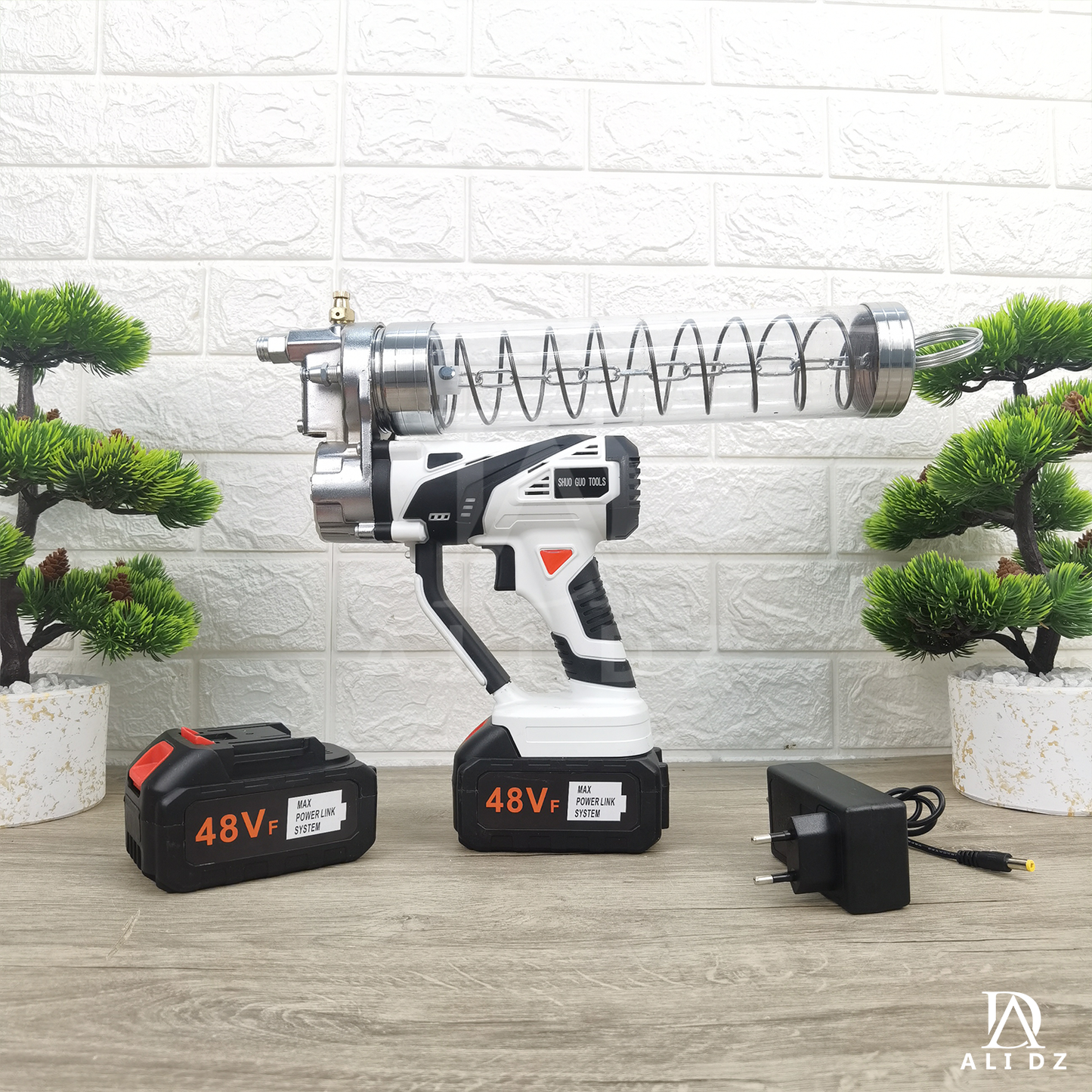 مسدس تشحيم بالبطاريتين 48 فولط + هدية